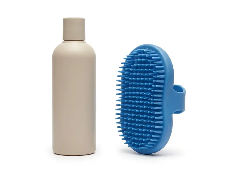 Shampoo, cepillo y toalla